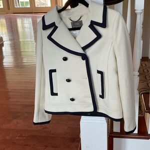 J. Crew Cream Blazer with Black Trim